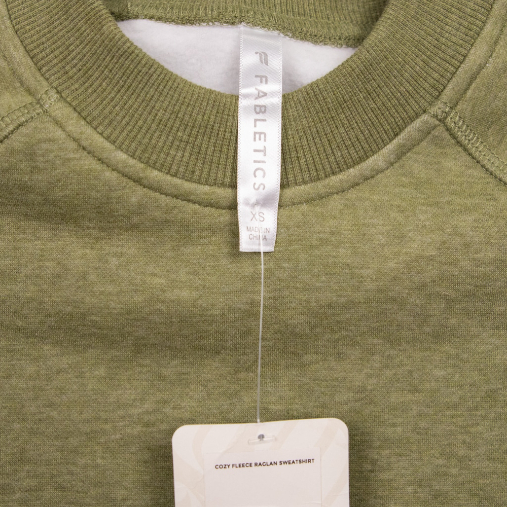 Fabletics cozy fleece ragland green sweatshirt-XS - Picture 3 of 4